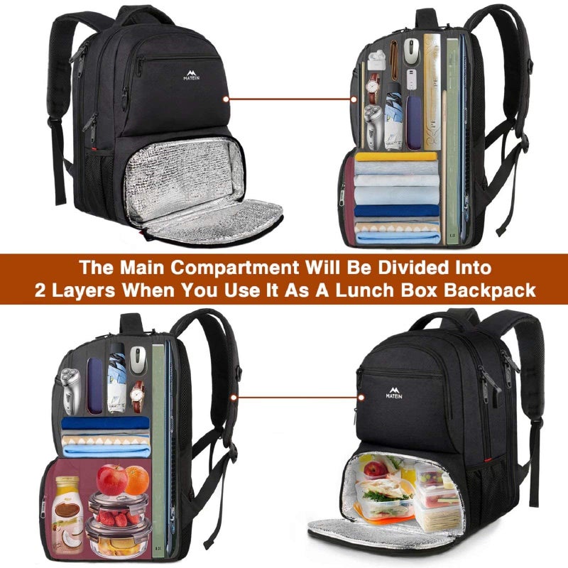 MATEIN Lunch Backpack for Men, 17 Inch Insulated Cooler Backpack Lunch Box with USB Charging Port, Water Resistant Laptop Back Pack Computer Meal Prep Backpacks Mens Gifts Work Picnic College Travel - Image 4