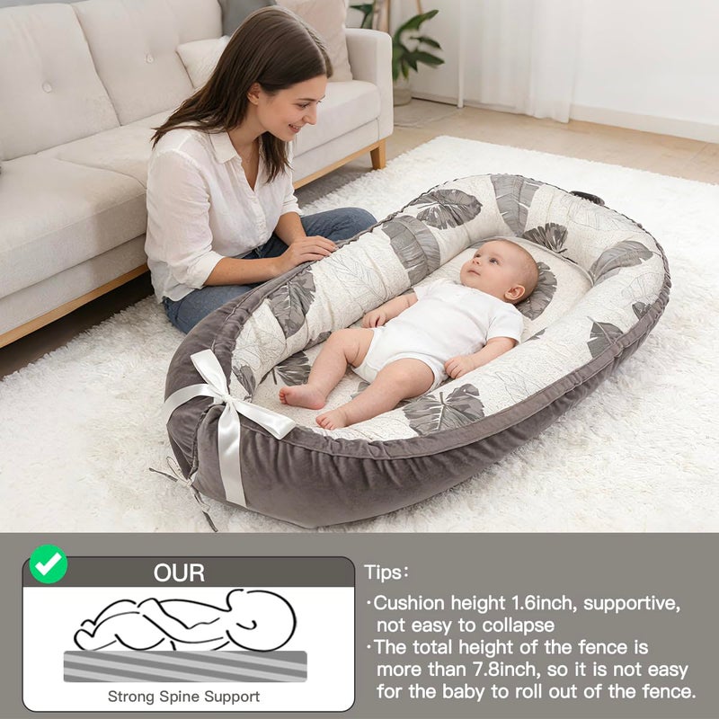 Meindoovm Baby Lounger | Organic Cotton Infant Lounger | Reversible, Adjustable & Portable Floor Lounger | Soft, Breathable, Washable Cover - Image 2