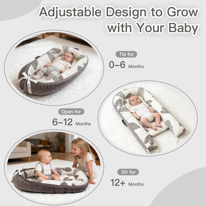 Meindoovm Baby Lounger | Organic Cotton Infant Lounger | Reversible, Adjustable & Portable Floor Lounger | Soft, Breathable, Washable Cover - Image 4