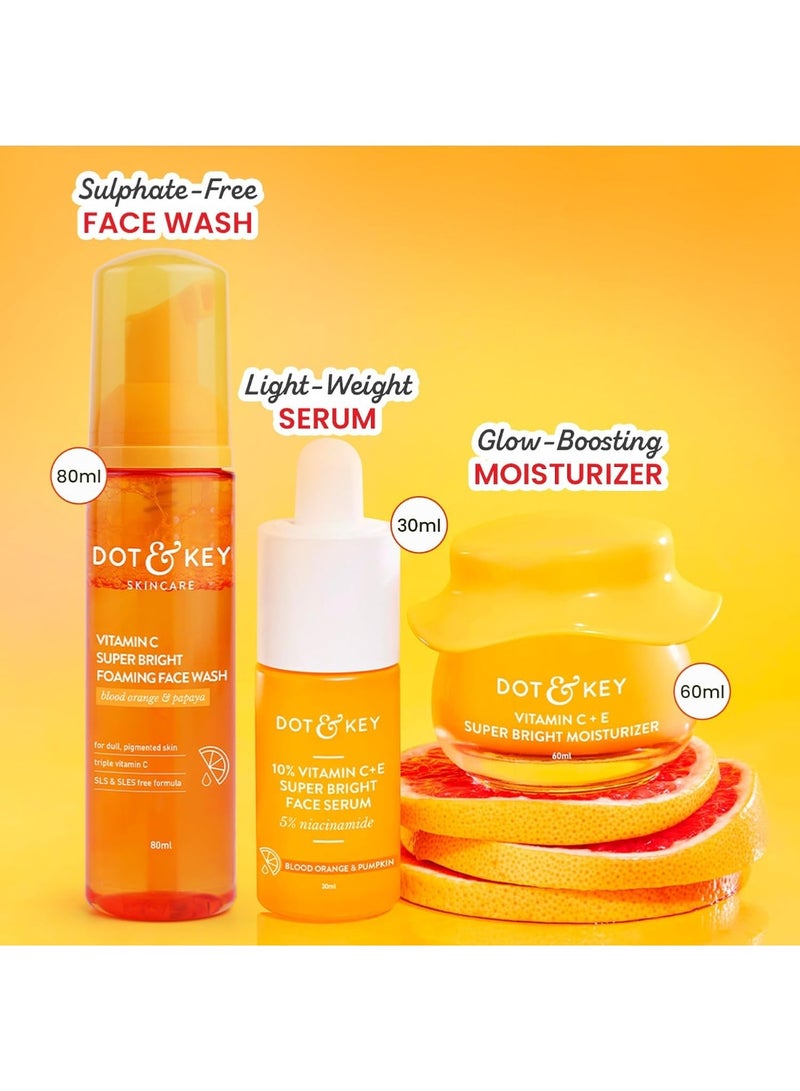 Dot & Key Vitamin C + E Skin Care Combo | Foaming Facewash 80ml, Serum 30ml, Moisturizer 60ml - Image 2