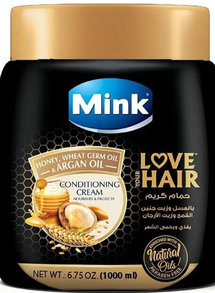 Mink Hair Conditioning Cream With Honey Argan Oil & Wheat 400 ml  ( Packaging may vary) - Image 2