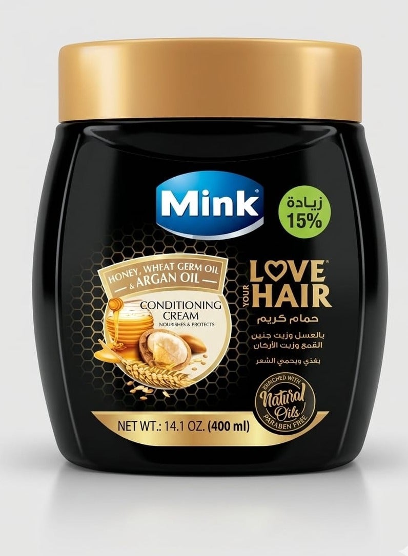 Mink Hair Conditioning Cream With Honey Argan Oil & Wheat 400 ml  ( Packaging may vary) - Image 1