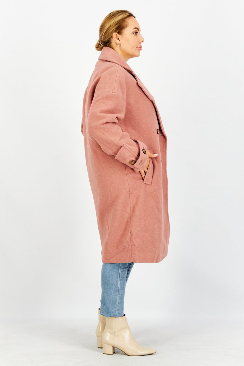 VERO MODA Women Textured Trench Coat, Old Rose - Image 2