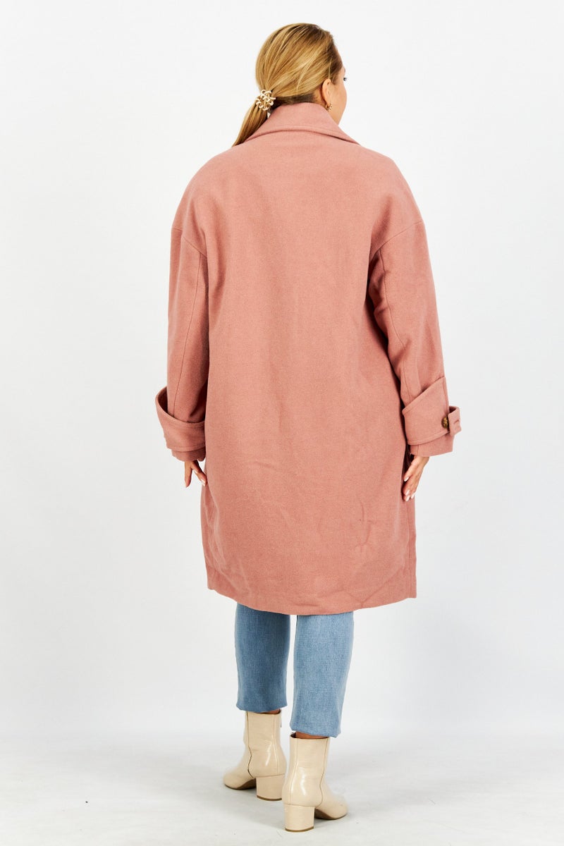 VERO MODA Women Textured Trench Coat, Old Rose - Image 3