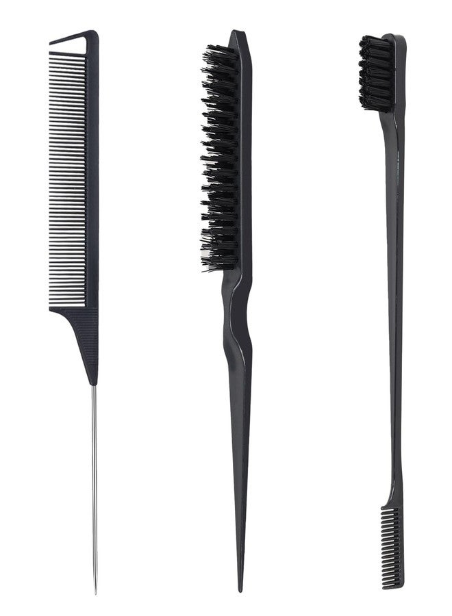 Samnyte Hair Styling Brush Set - Slick Back Comb, Edge Control Brush, Rat Tail Comb for Smooth Styling, Frizz Taming, and Parting (3 Pieces) - Image 1