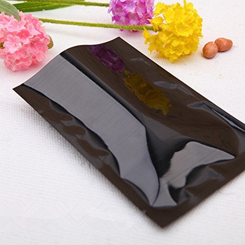 PABCK 200 Pack Metallic Mylar Foil Open Top Sealable Bags Vacuum Heat Seal Pouches for Food Storage Packaging with Tear Notches (6x9cm (2.4x3.5 inch), Black) - Image 5
