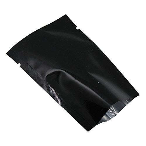 PABCK 200 Pack Metallic Mylar Foil Open Top Sealable Bags Vacuum Heat Seal Pouches for Food Storage Packaging with Tear Notches (6x9cm (2.4x3.5 inch), Black) - Image 1