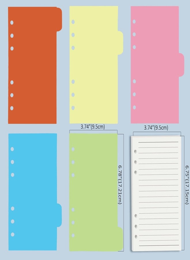 Harphia A6 6 Holes Binder Refill Value Set, 90 Sheets Ruled Line Planner Insert, 5 Sheets Binder Paper Dividers, Translucent Planner Pocket, PVC Binder Card Bag, 200Pcs Colorful Index Stickers - Image 4