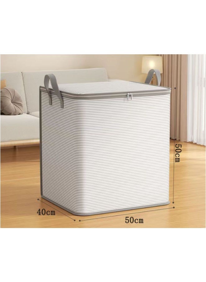 Aikenn Aikenn 140ML Storage Box Square Folding Storage Box Non-woven Material with Two-way Zipper Black and White Stripes for Home Storage 56×45×56CM  - Image 2