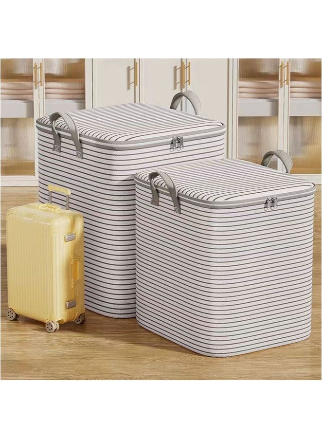 Aikenn Aikenn 140ML Storage Box Square Folding Storage Box Non-woven Material with Two-way Zipper Black and White Stripes for Home Storage 56×45×56CM  - Image 5