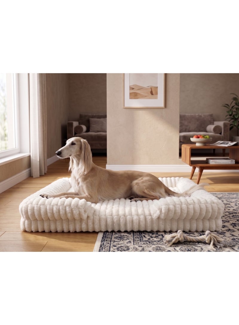 Dog Bed - large sofa dog bed, Orthopedic Dog Bed for Extra Large Dogs, Washable XLarge Dog Bed, Comfort Dogs Couch Sofa with Washable Removable Cover, Pet Bed with Nonskid Bottom, Cream, 107cm - Image 3