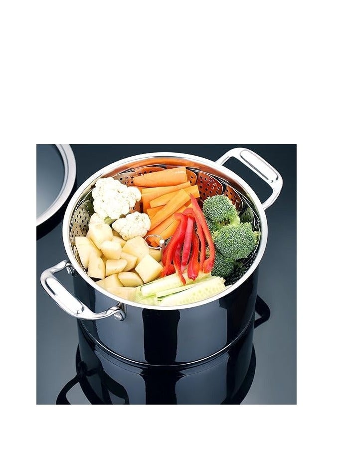 بلان A مصفاة بخارية قابلة للتعديل لتناسب مختلف الأواني سلة بخار معدنية من الفولاذ المقاوم للصدأ، سلال بخار قابلة للطي لطهي الطعام، قابلة للتوسيع تناسب مختلف الأحجام (فضي, متوسط) - Image 2