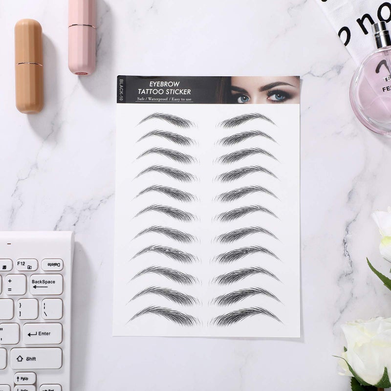 Maitys 12 Sheets 108 Pairs 4D Hair Like Waterproof Eyebrow Tattoos Stickers Temporary Transfer Brows Decal Peel off Fake Eyebrow Sticker Instant Authentic Brow Decal for Women(Classic Style) - Image 4