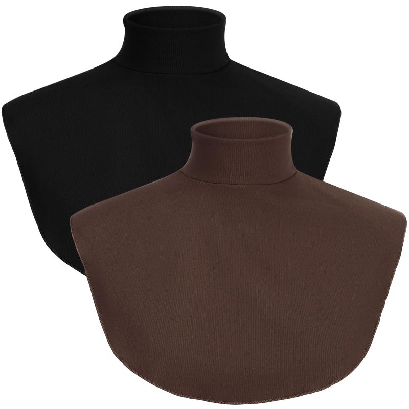 Cutecrop Turtleneck Dickey Extra Large Fake Collar Detachable Dickey Collar Half Mock Turtleneck for Men Women(Black, Coffee,2 Pcs) - Image 1