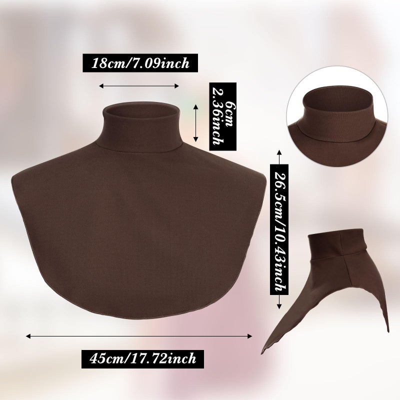 Cutecrop Turtleneck Dickey Extra Large Fake Collar Detachable Dickey Collar Half Mock Turtleneck for Men Women(Black, Coffee,2 Pcs) - Image 2