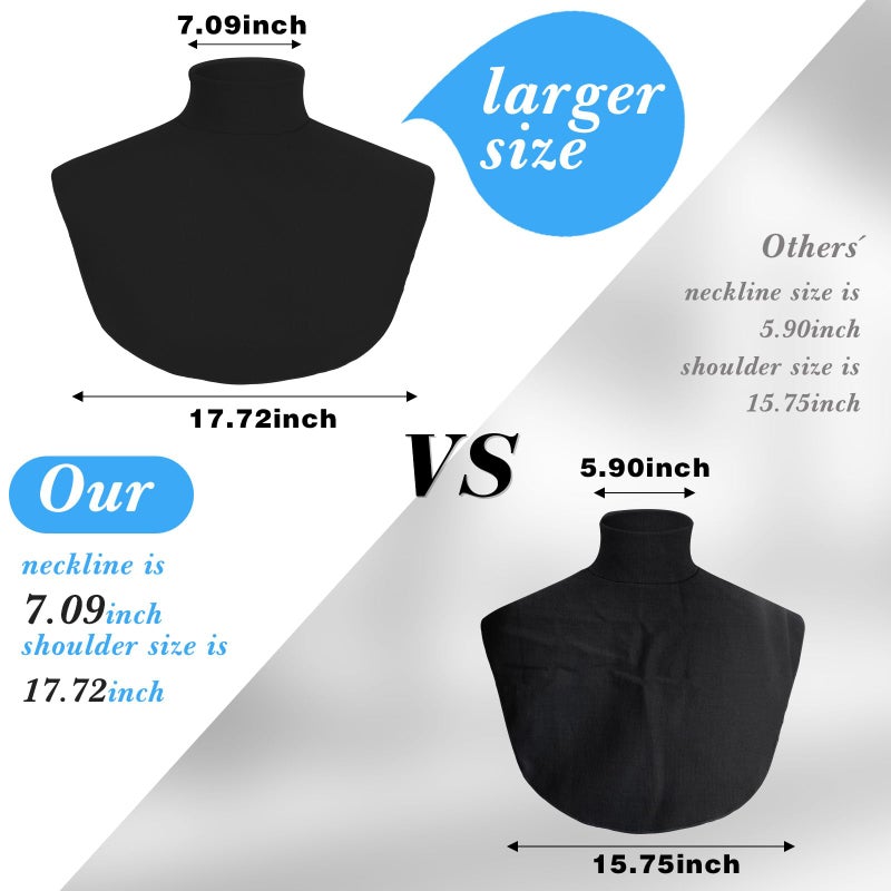 Cutecrop Turtleneck Dickey Extra Large Fake Collar Detachable Dickey Collar Half Mock Turtleneck for Men Women(Black, Coffee,2 Pcs) - Image 3