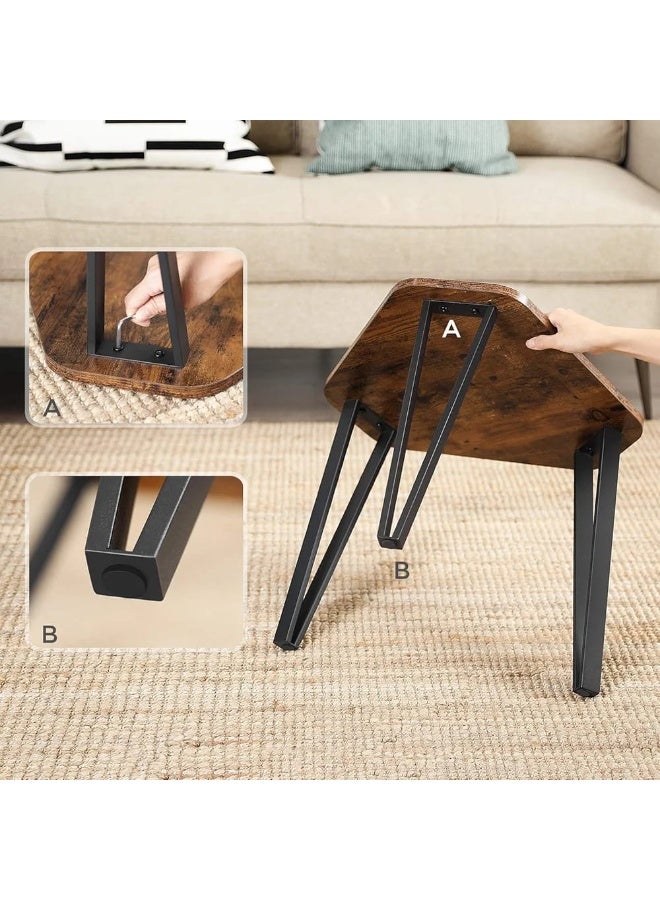 3-piece side coffee table set – modern wooden design with metal legs – versatile for living rooms - Image 4