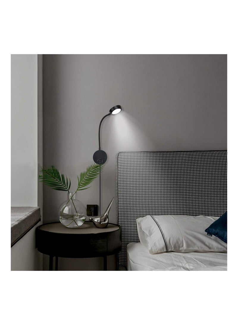 Y&D Flexible Gooseneck LED Wall Reading Light, 5W Warm White Light with 3000K Plug & Switch for Bedroom, Office, Studio, Hotel [Energy Class A+]  - Image 1