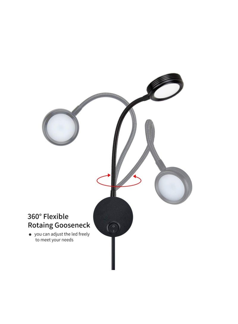 Y&D Flexible Gooseneck LED Wall Reading Light, 5W Warm White Light with 3000K Plug & Switch for Bedroom, Office, Studio, Hotel [Energy Class A+]  - Image 4