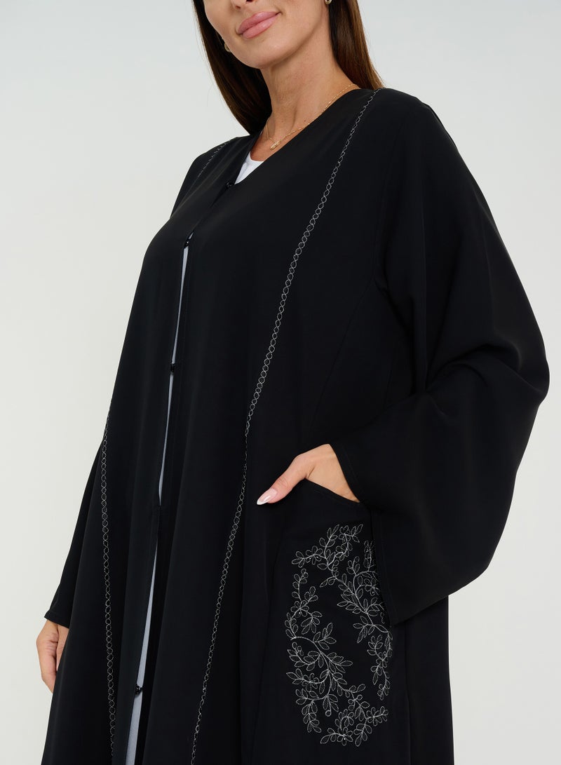 روزيت عباية عباية مع  تصميم جيب مطرز - Image 2