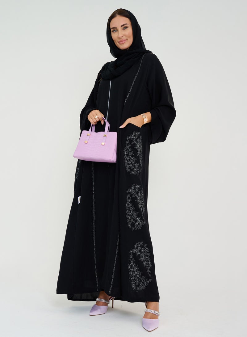 روزيت عباية عباية مع  تصميم جيب مطرز - Image 1