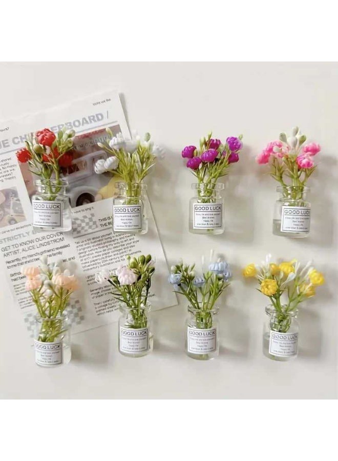 Fridge Magnets,8pcs Vase Fridge Magnets Set,3D Flower Pot Magnets,Refrigerator Magnets,Strong Non Scratch for Fridge,Decoration for Fridge Locker Office Kitchen - Image 1