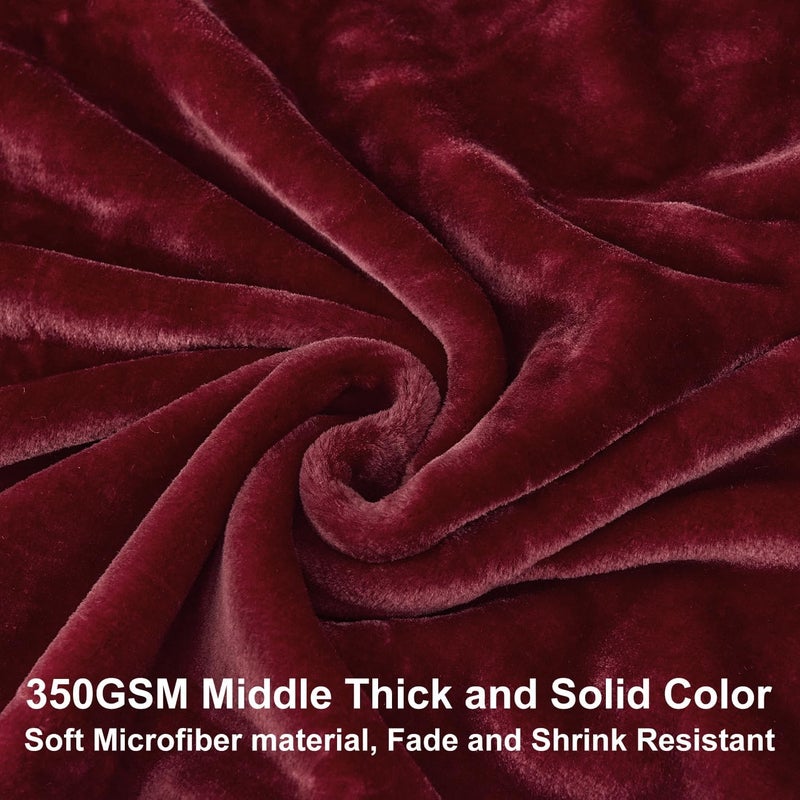 JYK Fleece Plush Blanket - 4.5 LB, 1 Ply Korean Mink, King 85" x 95" - Super Soft, Warm & Cozy, Burgundy - Image 4