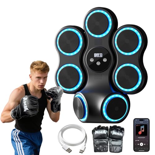 AzureHaven Music Boxing Machine for Adults Kids Interactive Punching Trainer with Boxing Gloves, Large Size Wall Mounted Electronic Boxing Target (Large) - Image 1