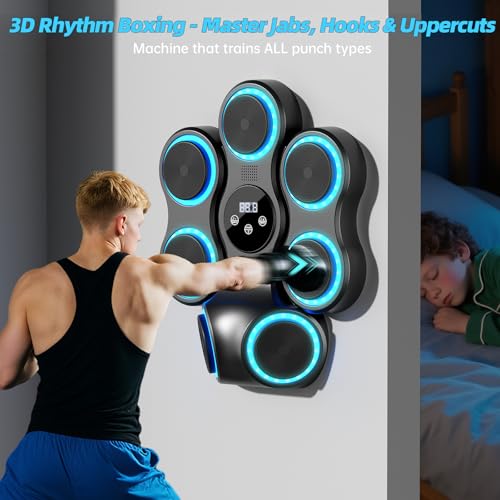 AzureHaven Music Boxing Machine for Adults Kids Interactive Punching Trainer with Boxing Gloves, Large Size Wall Mounted Electronic Boxing Target (Large) - Image 5