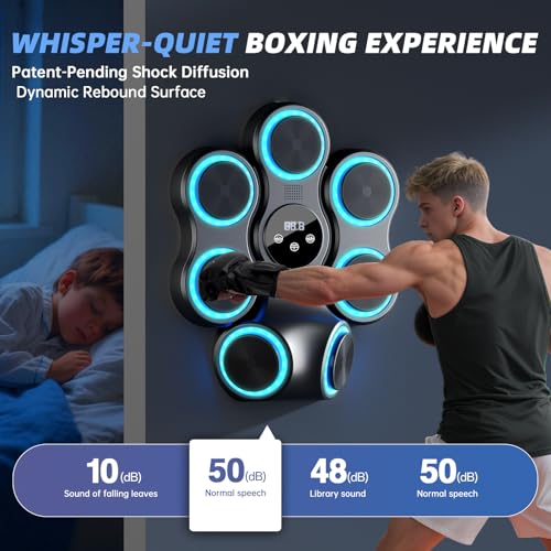 AzureHaven Music Boxing Machine for Adults Kids Interactive Punching Trainer with Boxing Gloves, Large Size Wall Mounted Electronic Boxing Target (Large) - Image 4