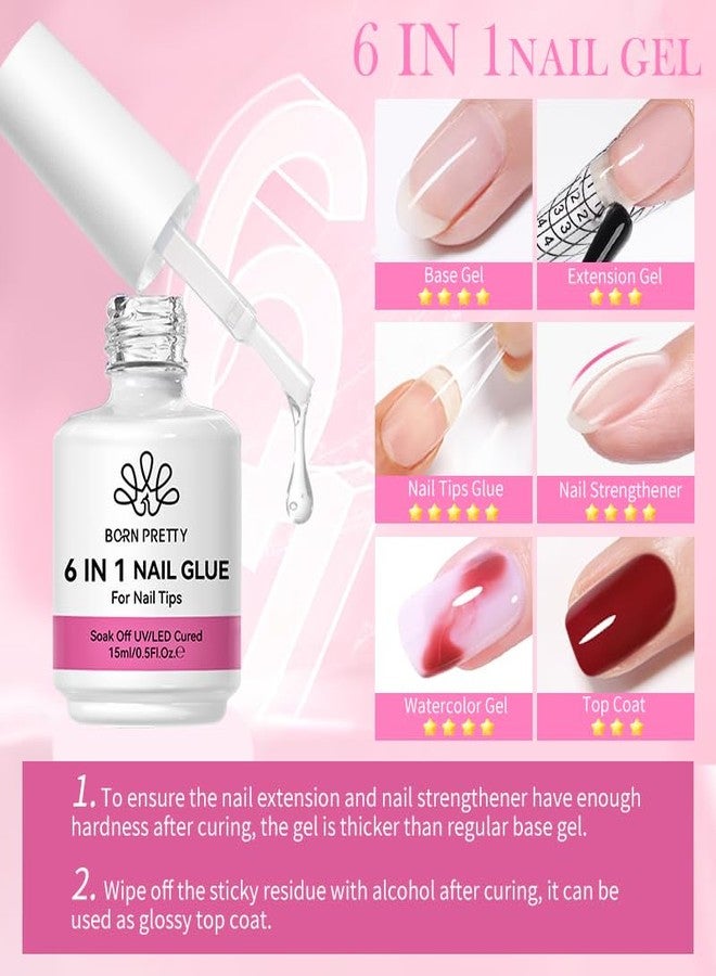 Born Pretty Nail Glue for Tips, 6 in 1 Gel Nail Gel Extension Gel,Blooming Gel,Base Gel Top Coat,Builder and Strengthener Gel for Nail Art Design - Image 2