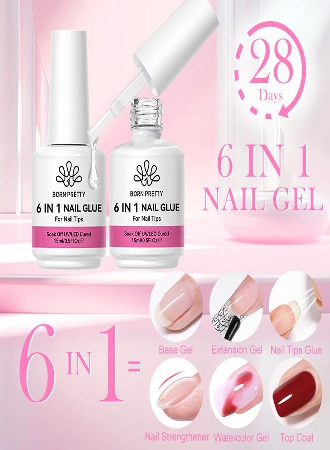 Born Pretty Nail Glue for Tips, 6 in 1 Gel Nail Gel Extension Gel,Blooming Gel,Base Gel Top Coat,Builder and Strengthener Gel for Nail Art Design - Image 3