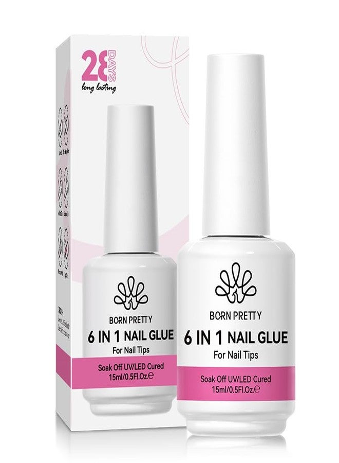 Born Pretty Nail Glue for Tips, 6 in 1 Gel Nail Gel Extension Gel,Blooming Gel,Base Gel Top Coat,Builder and Strengthener Gel for Nail Art Design - Image 1