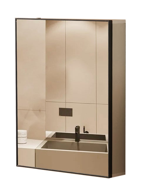 مرآة حمام إبداعية من الألومنيوم مع مساحة تخزين، مثبتة على الحائط بتصميم عصري، لون أسود 62*41*11 سم