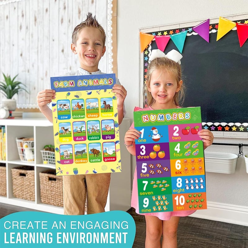Oonkaf Educational Posters for Toddlers -16 Charts Classroom Decor - Playroom Decor - Daycare Classroom Decorations - Preschool Home School Essentials - ABC Poster - 16" x 11" Kids Posters - Image 5
