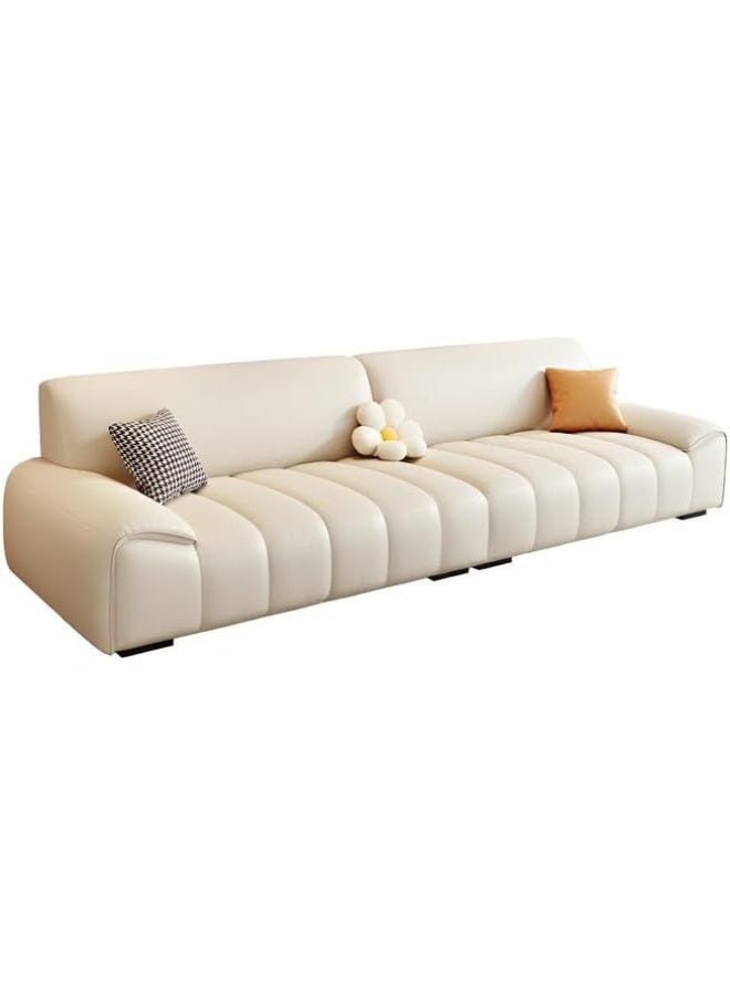 Comfynest Comfynest Modern Faux Leather Sofa in Off-White 