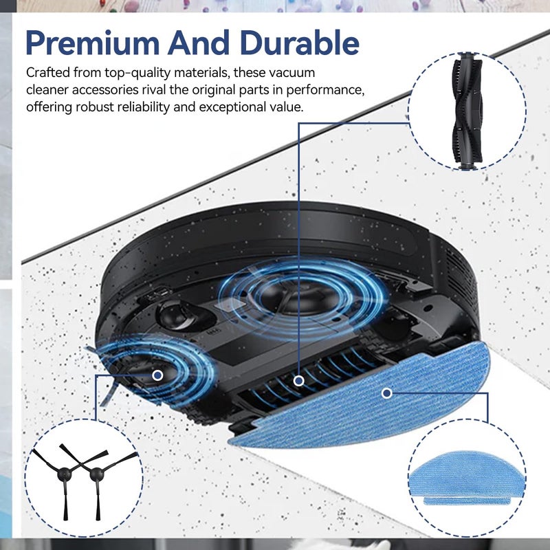HASTHIP® 11 Pcs Accessories Kit for Robot Vacuum Cleaner with 1 Main Brush, 4 Side Brushes, 2 Mop Cloth, 2 HEPA Filters, 2 Dust Collection Bags - Image 4