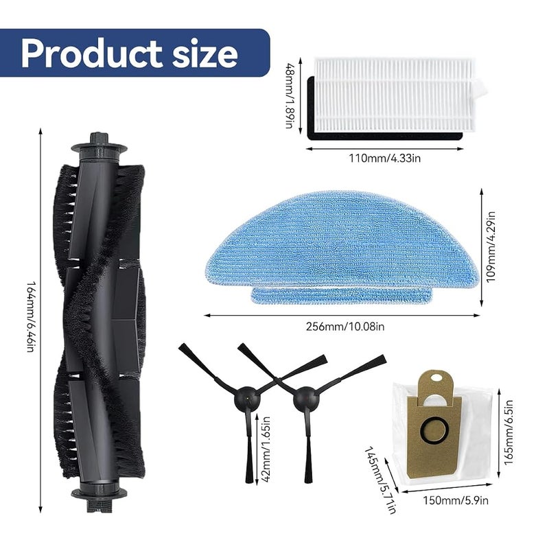 HASTHIP® 11 Pcs Accessories Kit for Robot Vacuum Cleaner with 1 Main Brush, 4 Side Brushes, 2 Mop Cloth, 2 HEPA Filters, 2 Dust Collection Bags - Image 3