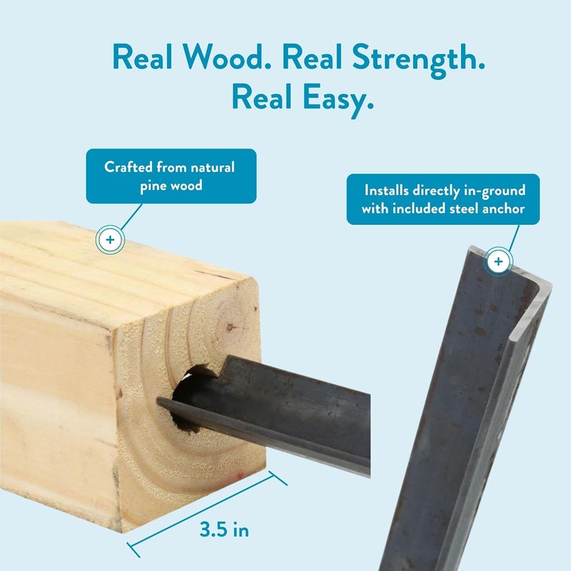 ARCHITECTURAL MAILBOXES 23" Height, No Dig, 4x4 Wooden Pine Post Insert with Anchor Kit for Slip Over Posts - Image 3