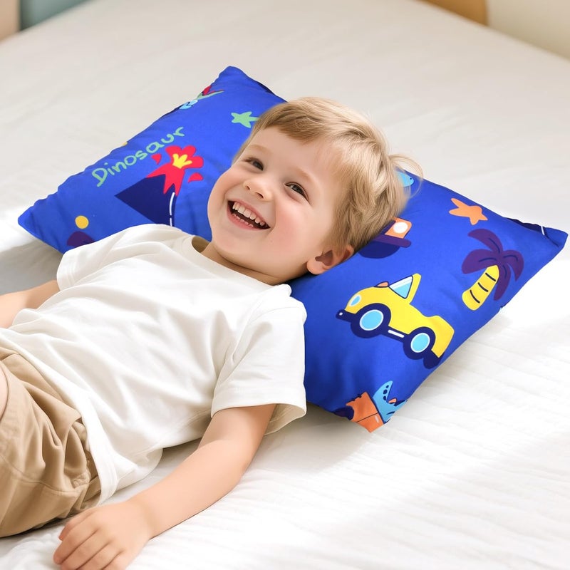 Kids Toddler Pillowcase Envelope Travel Pillowcase Baby Pillow Cover Fits Pillows Sized 12x16 or 13x18-1 Pack Soft Children’s Bedding Pillowslip Case for Boys and Girls - Car Dinosaur - Image 3