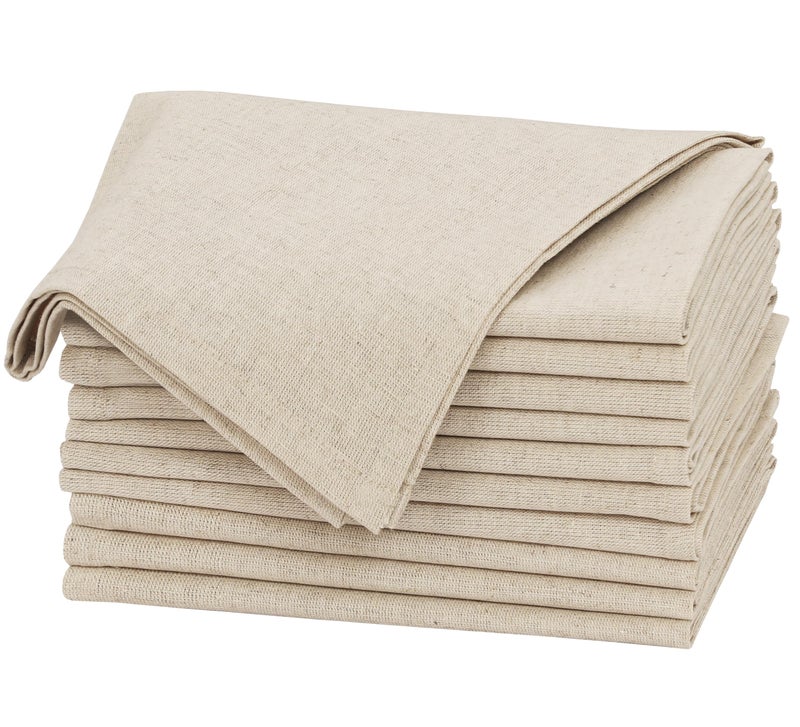 Ruvanti Linen Napkins Set of 12, 18x18 Cloth Napkins, Cotton Linen Blend Napkins Cloth Washable, Soft, Reusable Dinner Napkins for Wedding, Parties, Christmas, Thanksgiving, Everyday Use - Natural - Image 1