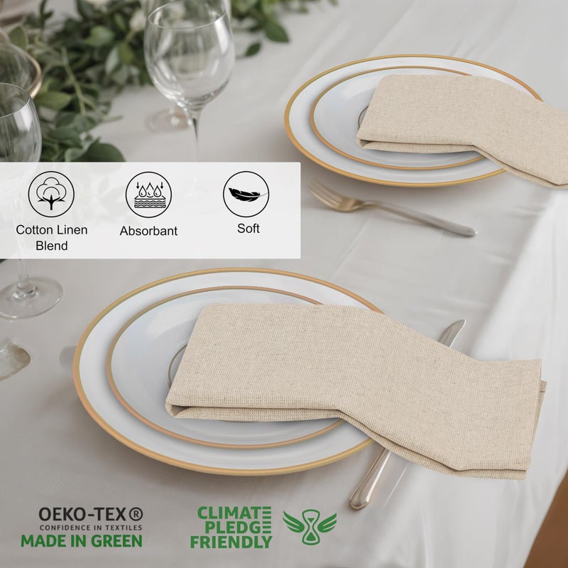 Ruvanti Linen Napkins Set of 12, 18x18 Cloth Napkins, Cotton Linen Blend Napkins Cloth Washable, Soft, Reusable Dinner Napkins for Wedding, Parties, Christmas, Thanksgiving, Everyday Use - Natural - Image 3