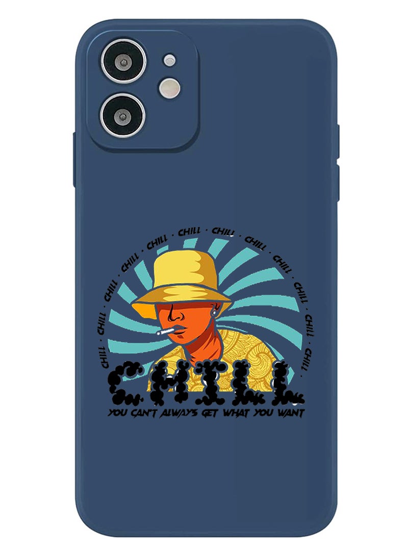 Theodor Protective Slim Fit Case Liquid Silicone Cover with Full Body Protection Anti-Scratch Shockproof Case For iPhone 12 Blue  - Cant always get what u want Black copy - Image 1