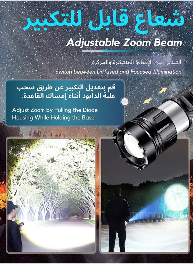 Lemon - Flashlight for Camping | 7 Modes High Lumens Waterproof and Shockproof Torch Light | 1000 Meters Zoomable 30W LED Camping Accessory | 5000mAh Rechargeable Battery for Up to 10-Hour Usage | Emergency Power Bank & Window Breaker - Image 1