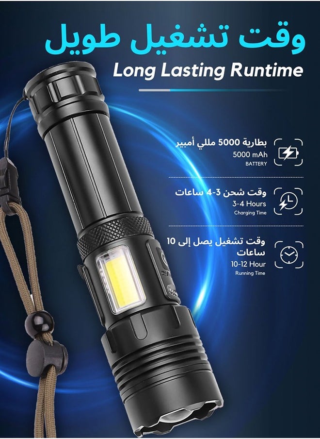 Lemon - Flashlight for Camping | 7 Modes High Lumens Waterproof and Shockproof Torch Light | 1000 Meters Zoomable 30W LED Camping Accessory | 5000mAh Rechargeable Battery for Up to 10-Hour Usage | Emergency Power Bank & Window Breaker - Image 1