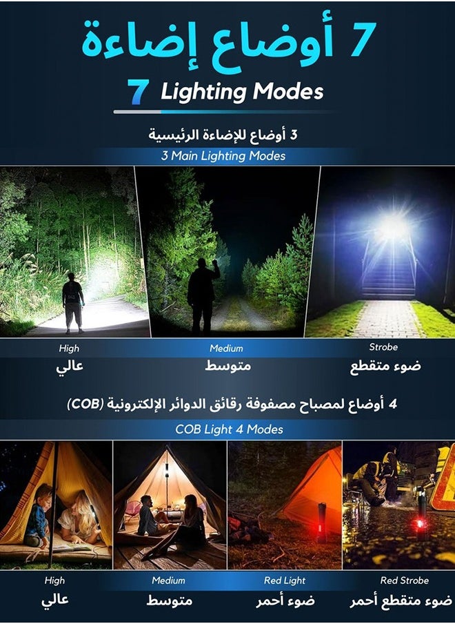 Lemon - Flashlight for Camping | 7 Modes High Lumens Waterproof and Shockproof Torch Light | 1000 Meters Zoomable 30W LED Camping Accessory | 5000mAh Rechargeable Battery for Up to 10-Hour Usage | Emergency Power Bank & Window Breaker - Image 1