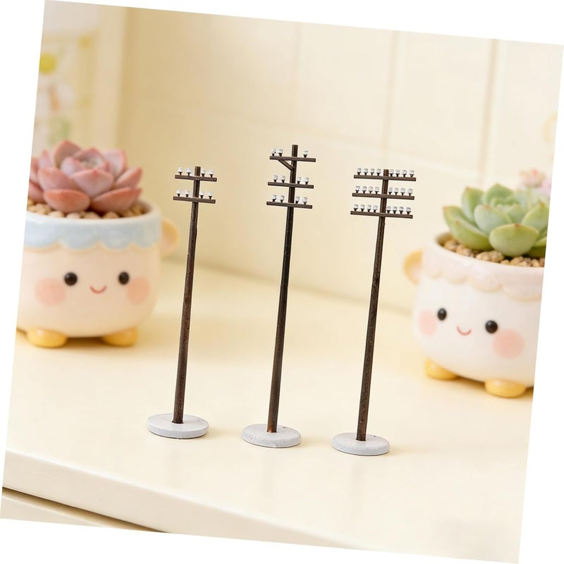 3pcs Miniature Poles Models for Train Sand Table Diorama Landscape Accessories Decorative Road Models for Decor - Image 5