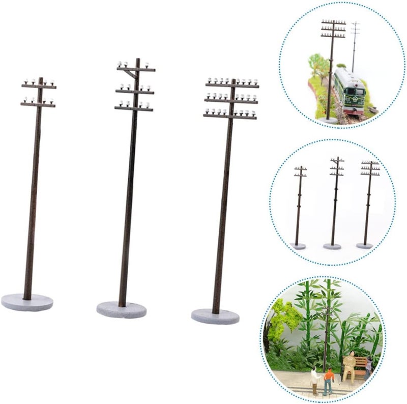 3pcs Miniature Poles Models for Train Sand Table Diorama Landscape Accessories Decorative Road Models for Decor - Image 4
