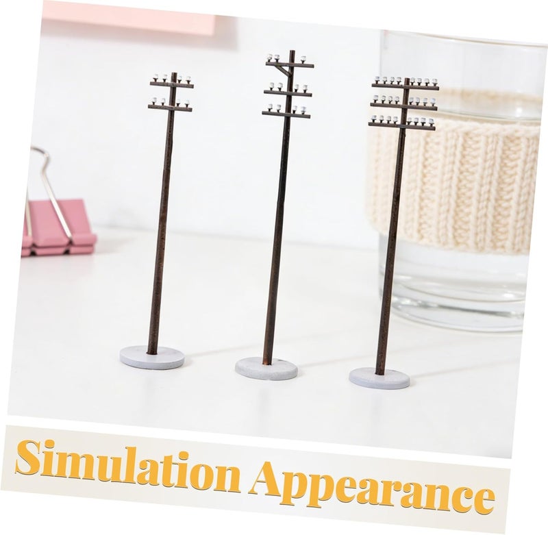 3pcs Miniature Poles Models for Train Sand Table Diorama Landscape Accessories Decorative Road Models for Decor - Image 3