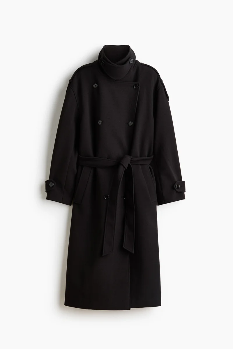 Oversized funnel-collar coat